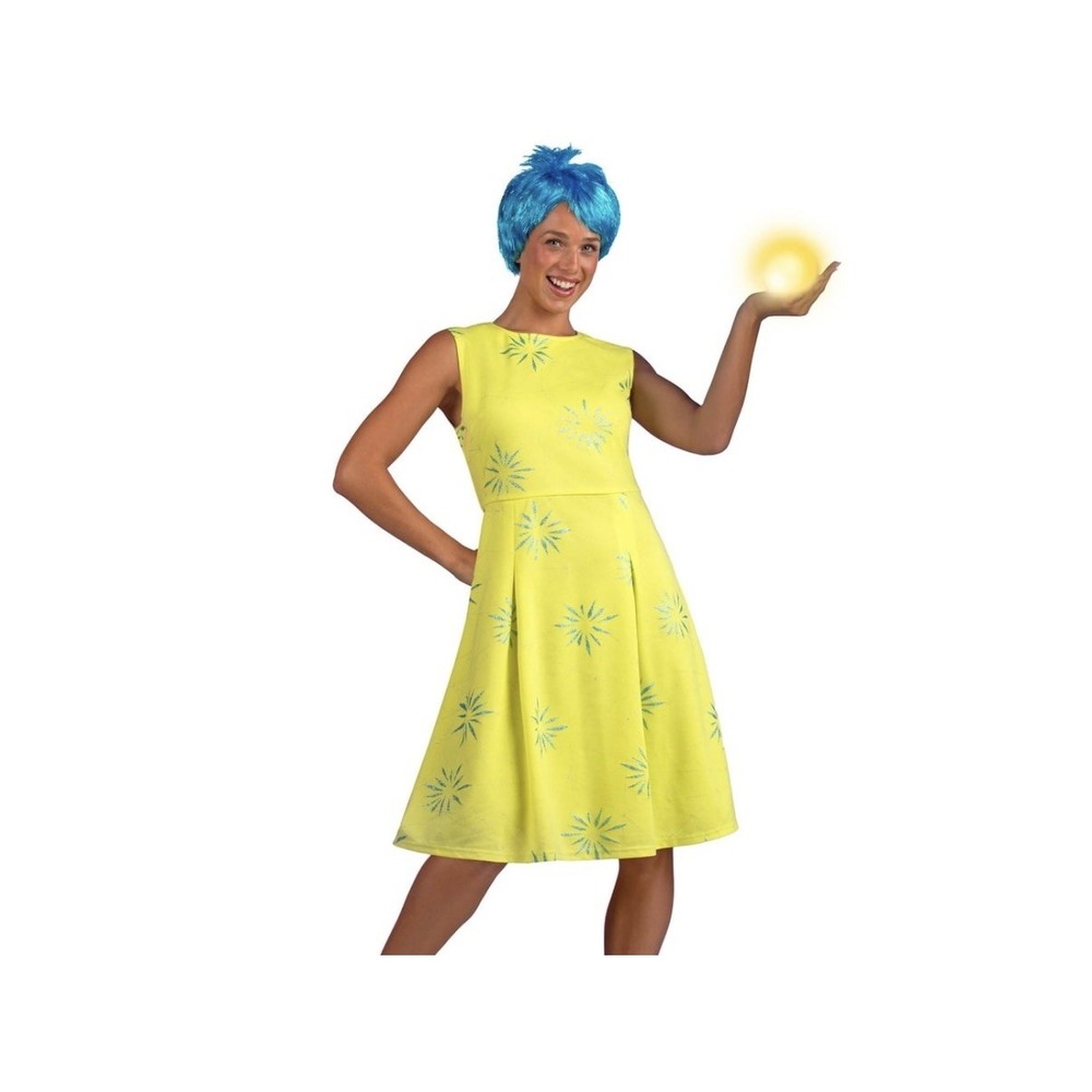 Joy Inside Out Disney Halloween Costume 2-Piece Dress & Wig Adult Size Medium
